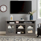 60  Wood TV Stand with Storage Space and Cable Management Cutouts