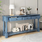 63inch Console Table,Long Sofa Table with Drawers and Shelf,French Country Entryway Table