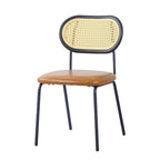Modern Simple Leather Dining Chair with Metal Pipe and PP Back