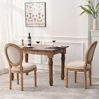 French Country Dining Chairs with Round Back Set of 2,Solid Wood Legs
