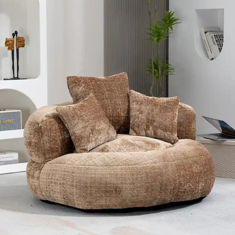 Chenille Upholstered Durable Comfort Lounger High Back Bean Bag Chair