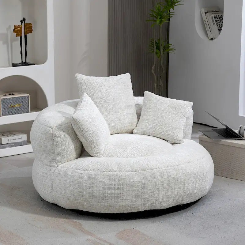Chenille Upholstered Durable Comfort Lounger High Back Bean Bag Chair