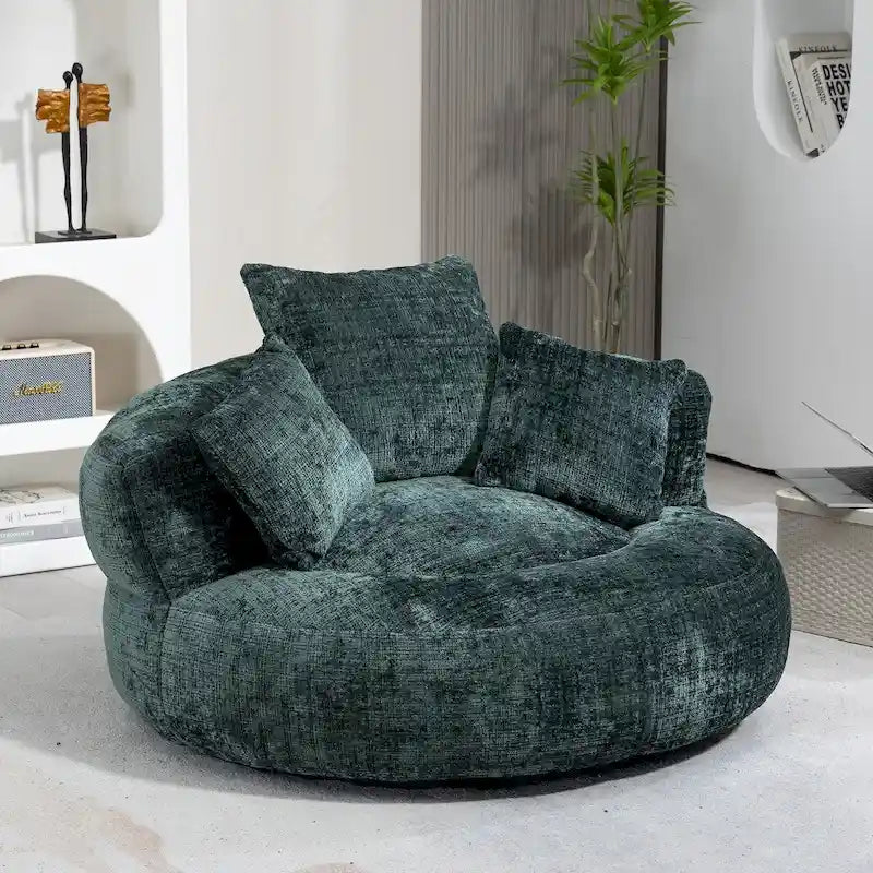 Chenille Upholstered Durable Comfort Lounger High Back Bean Bag Chair