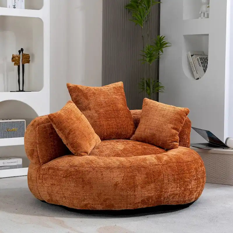 Chenille Upholstered Durable Comfort Lounger High Back Bean Bag Chair