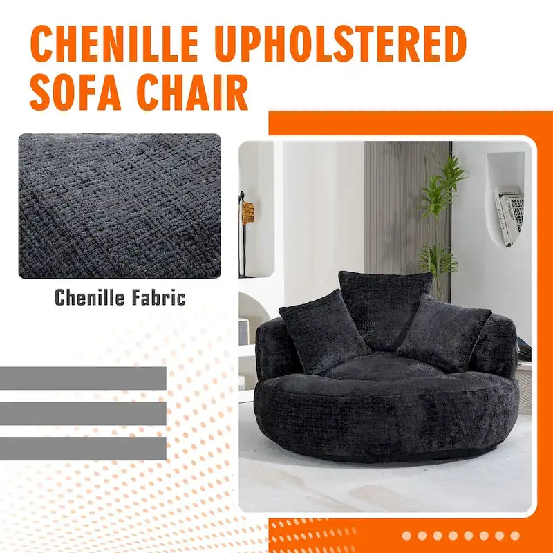 Chenille Upholstered Durable Comfort Lounger High Back Bean Bag Chair