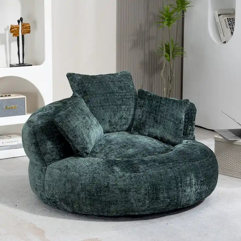 Chenille Upholstered Durable Comfort Lounger High Back Bean Bag Chair