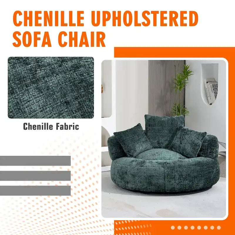 Chenille Upholstered Durable Comfort Lounger High Back Bean Bag Chair