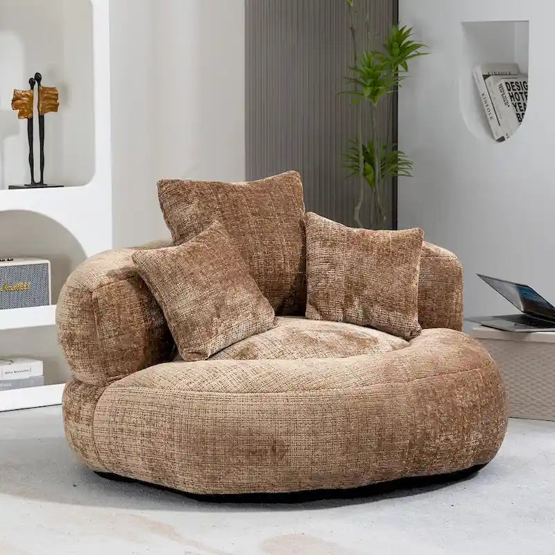 Chenille Upholstered Durable Comfort Lounger High Back Bean Bag Chair