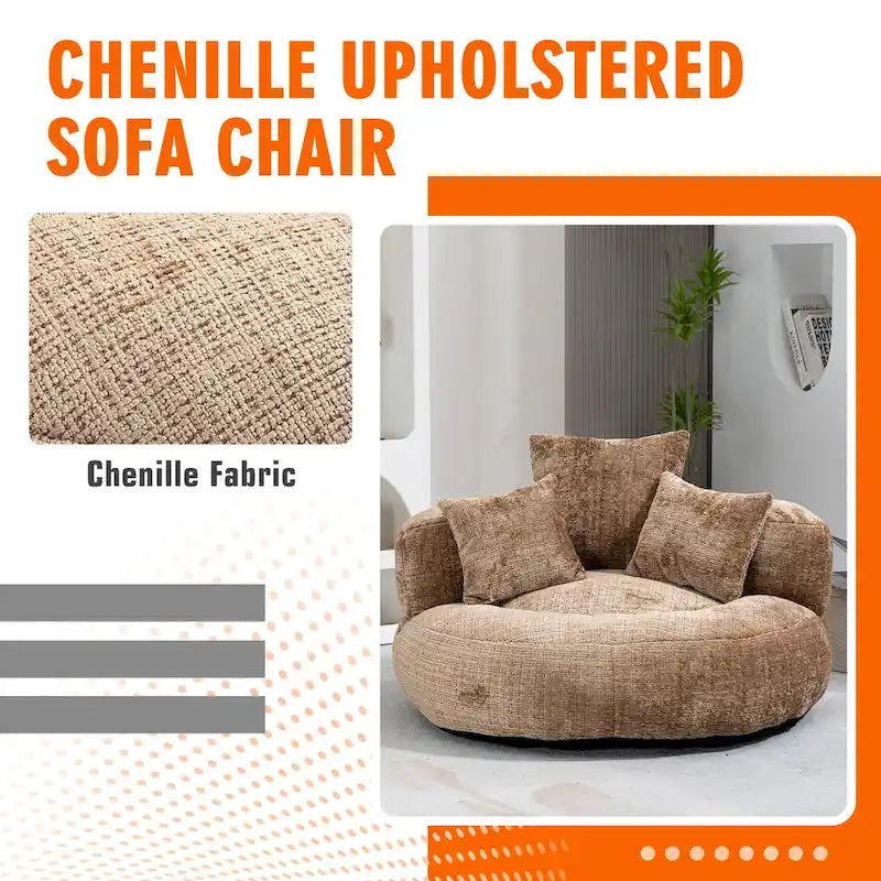 Chenille Upholstered Durable Comfort Lounger High Back Bean Bag Chair