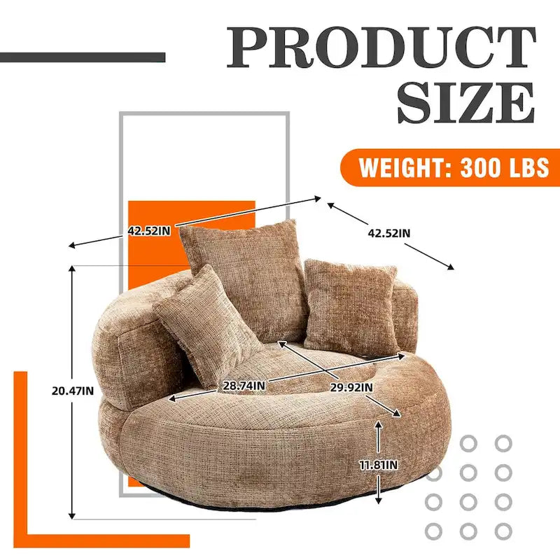 Chenille Upholstered Durable Comfort Lounger High Back Bean Bag Chair