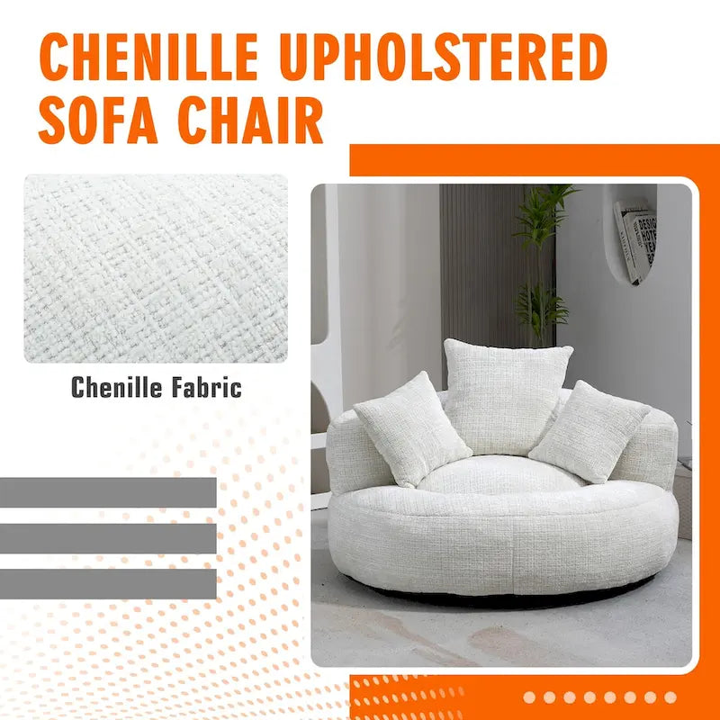 Chenille Upholstered Durable Comfort Lounger High Back Bean Bag Chair