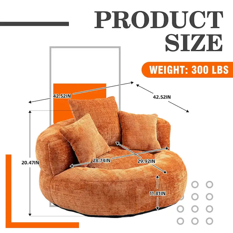 Chenille Upholstered Durable Comfort Lounger High Back Bean Bag Chair