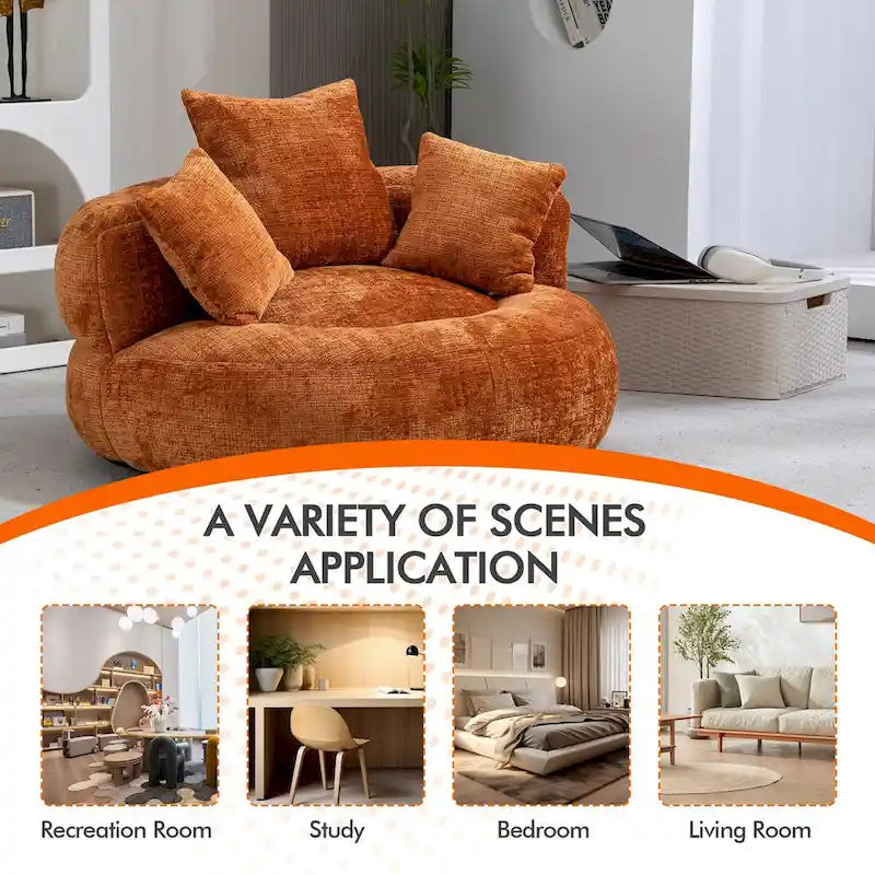 Chenille Upholstered Durable Comfort Lounger High Back Bean Bag Chair