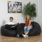Traditional 8 Foot Cylindrical Suede Bean Bag, Black