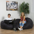Traditional 8 Foot Cylindrical Suede Bean Bag, Black