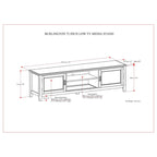 WYNDENHALL Portland SOLID WOOD 72  Wide Transitional TV Media Stand in Mahogany Brown For TVs up to 80  - 17  D x 72  W x 20  H
